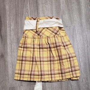 vintage american eagle preppy yellow and brown mini pleated skirt
